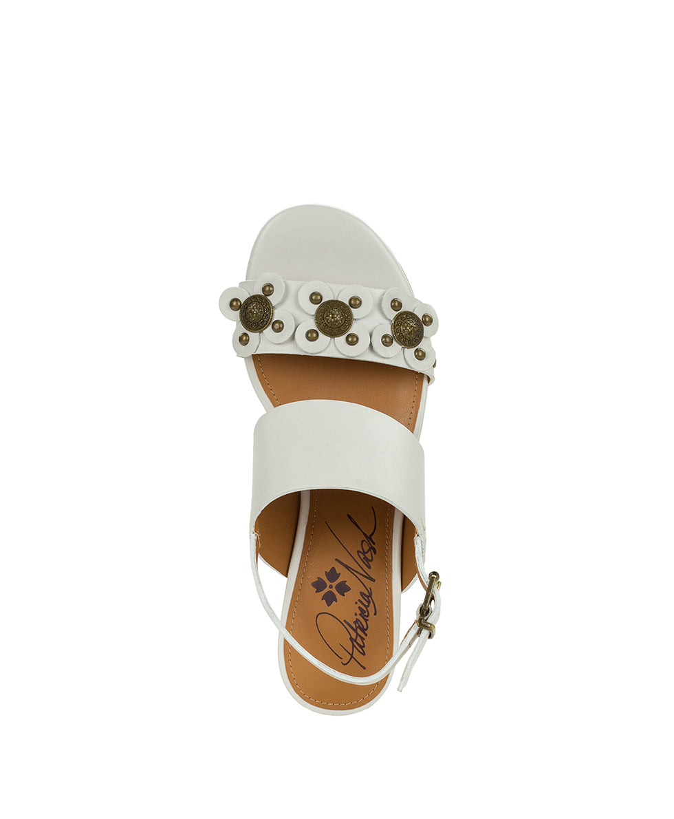 Mirella Wedge - Floral Embellishment - Chalk White – Patricia Nash