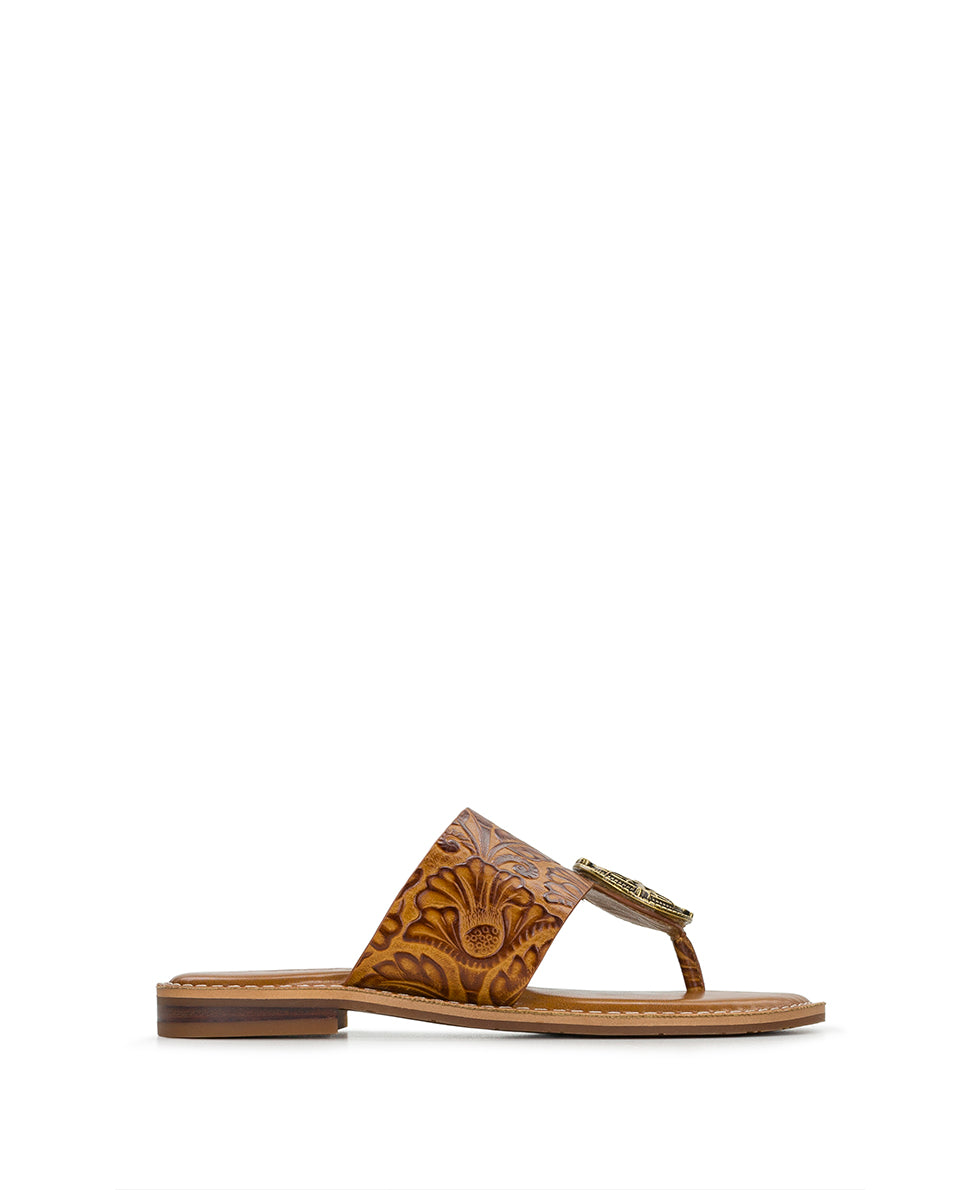 Female - Niki Compass Medallion Sandal - Brazilian Supple Tooled - Light Tan - by Patricia Nash - View 2 of 6