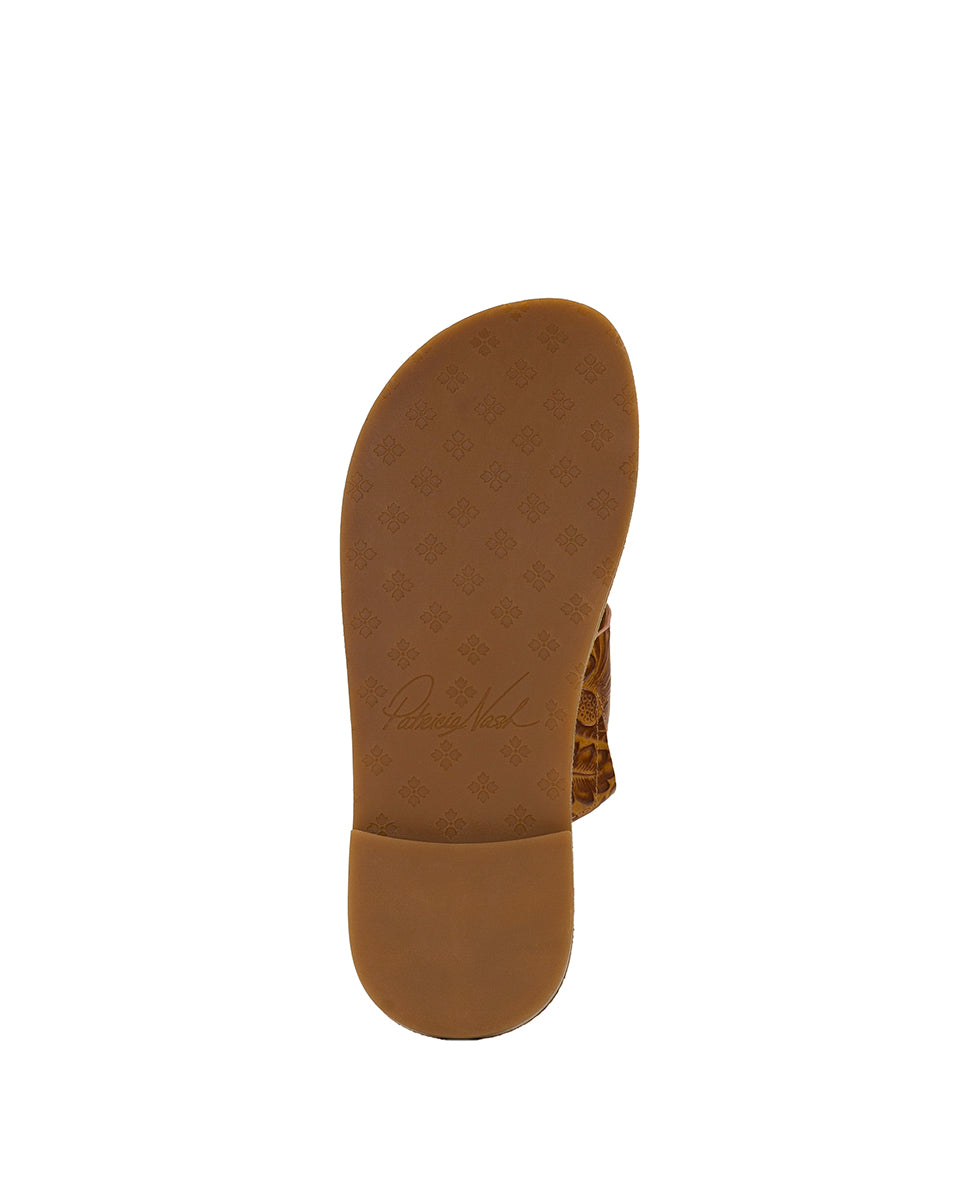 Female - Niki Compass Medallion Sandal - Brazilian Supple Tooled - Light Tan - by Patricia Nash - View 6 of 6