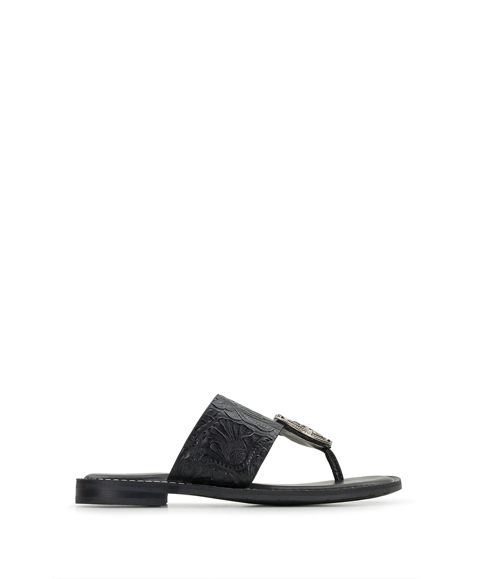 Female - Niki Compass Medallion Sandal - Brazilian Supple Tooled - Black - by Patricia Nash - View 2 of 6
