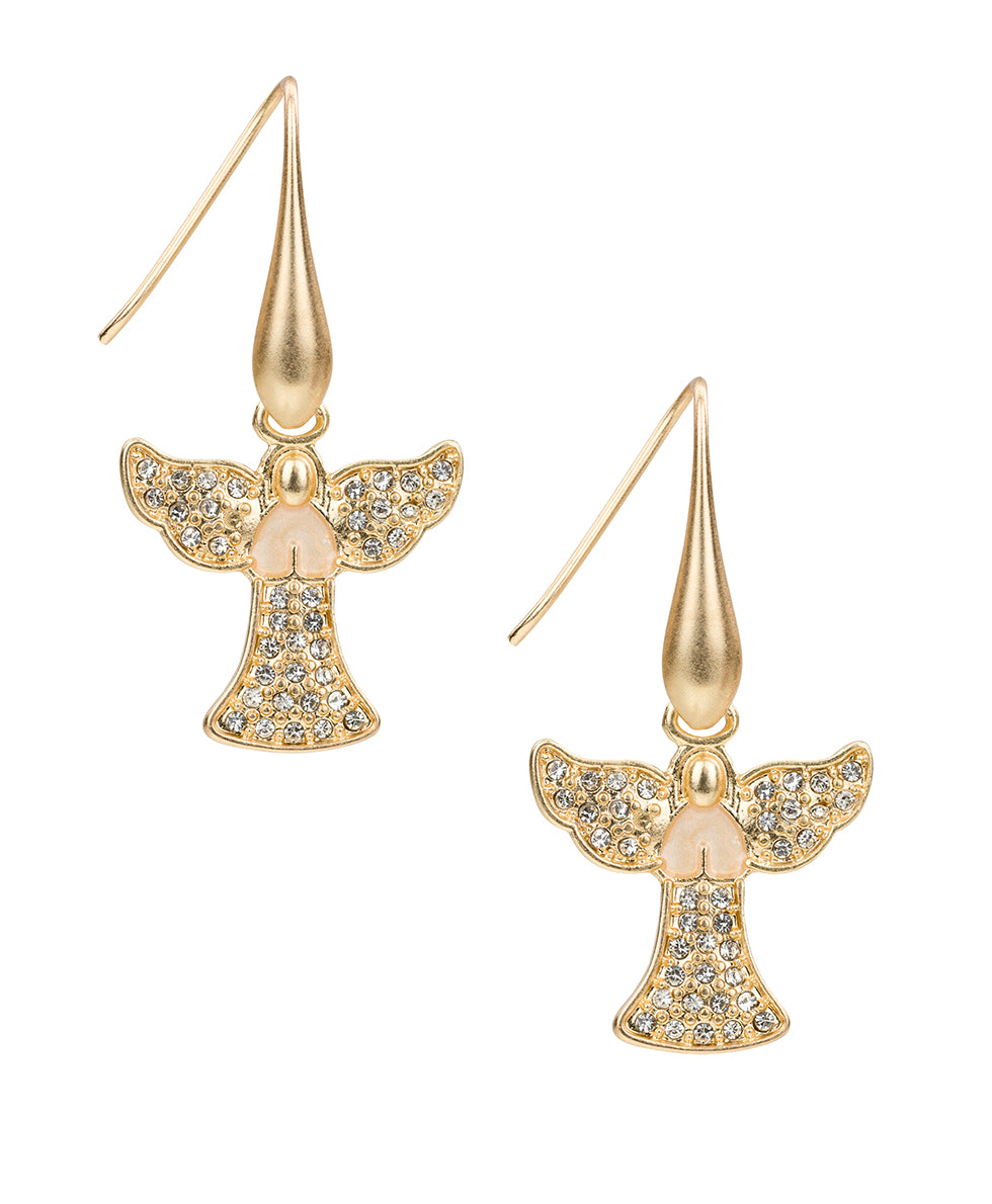 Female - Angel Drop Earrings - Holiday Memories Collection - silver ox - by Patricia Nash - View 1 of 6