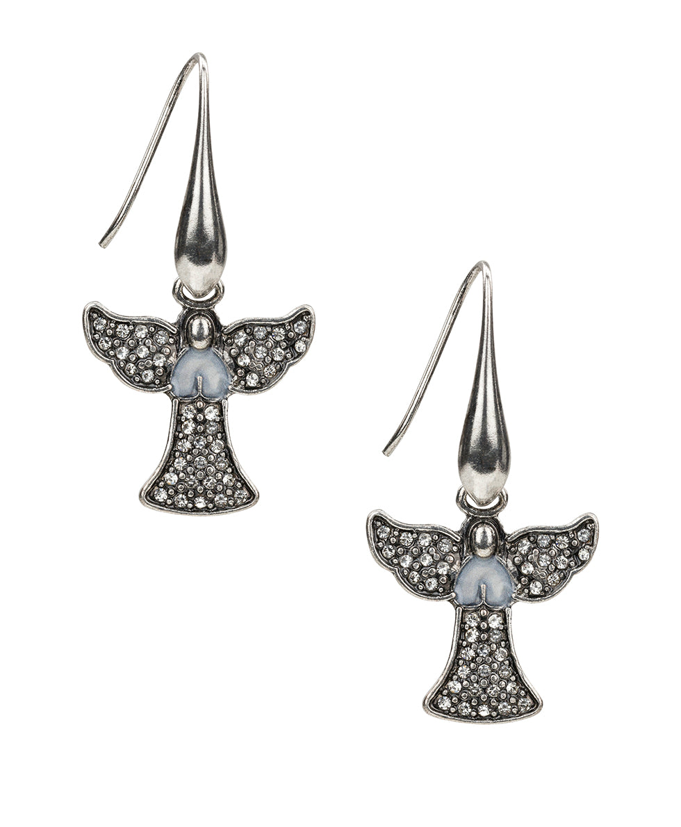 Female - Angel Drop Earrings - Holiday Memories Collection - silver ox - by Patricia Nash - View 3 of 6