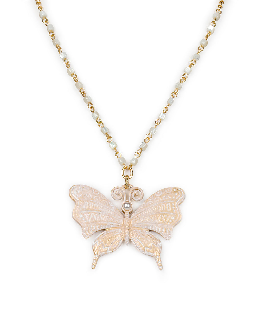 Butterfly Statement Necklace - White Hot - egyptian gold - by Patricia Nash - View 3 of 3