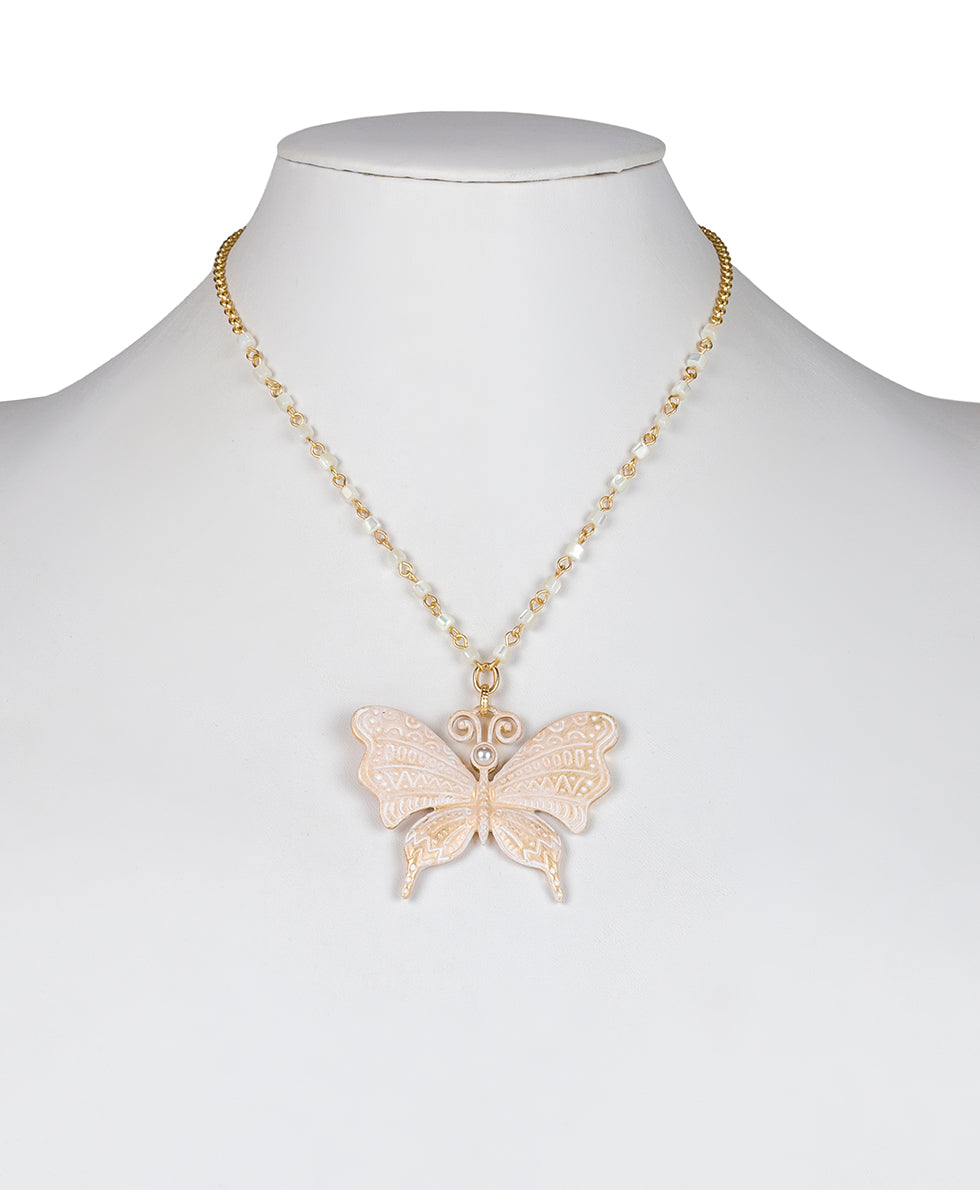Butterfly Statement Necklace - White Hot - egyptian gold - by Patricia Nash - View 2 of 3