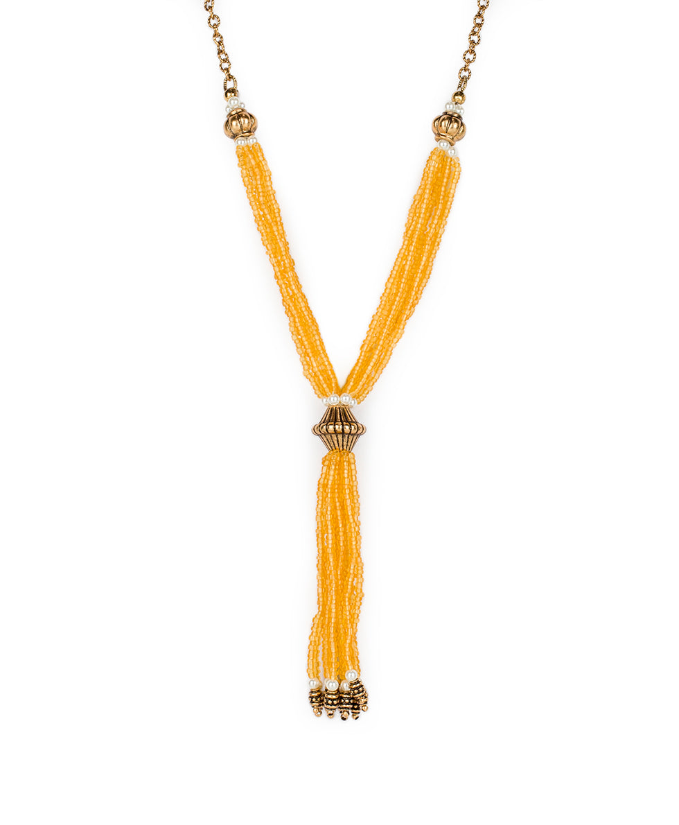 Tassel Beaded Necklace - Boho Beaded