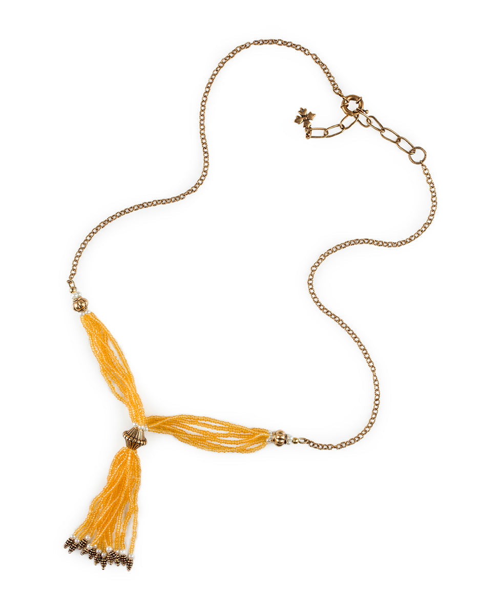 Tassel Beaded Necklace - Boho Beaded