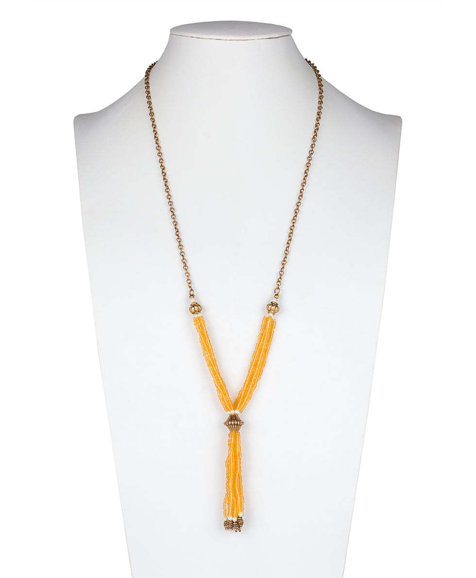 Tassel Beaded Necklace - Boho Beaded