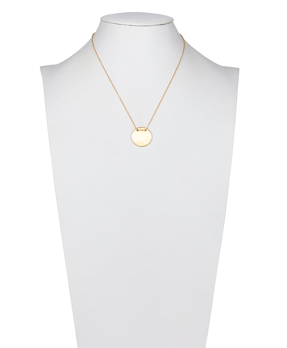 Disc Pendant Necklace - Gilded Metal