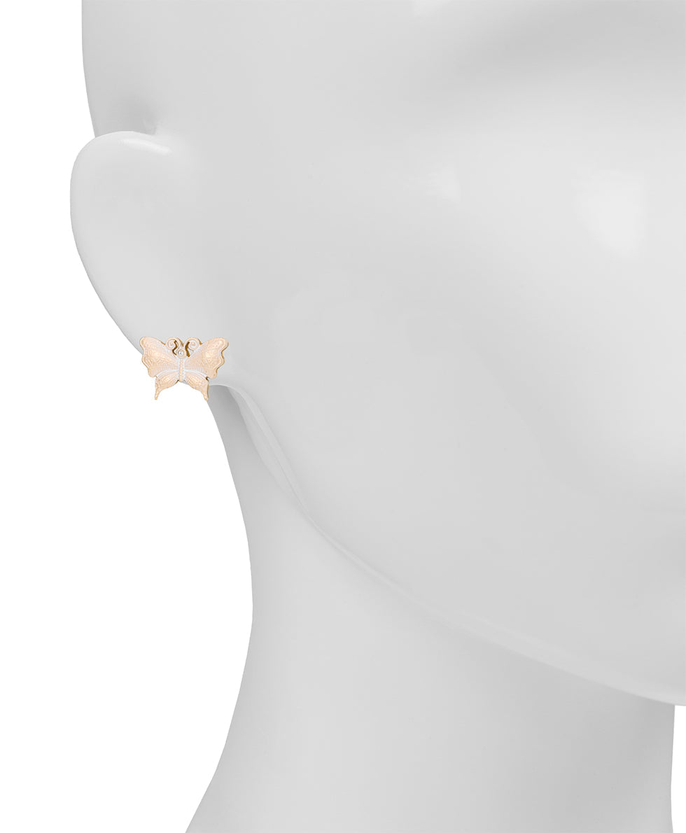 Butterfly Stud Earrings - White Hot - egyptian gold - by Patricia Nash - View 2 of 2