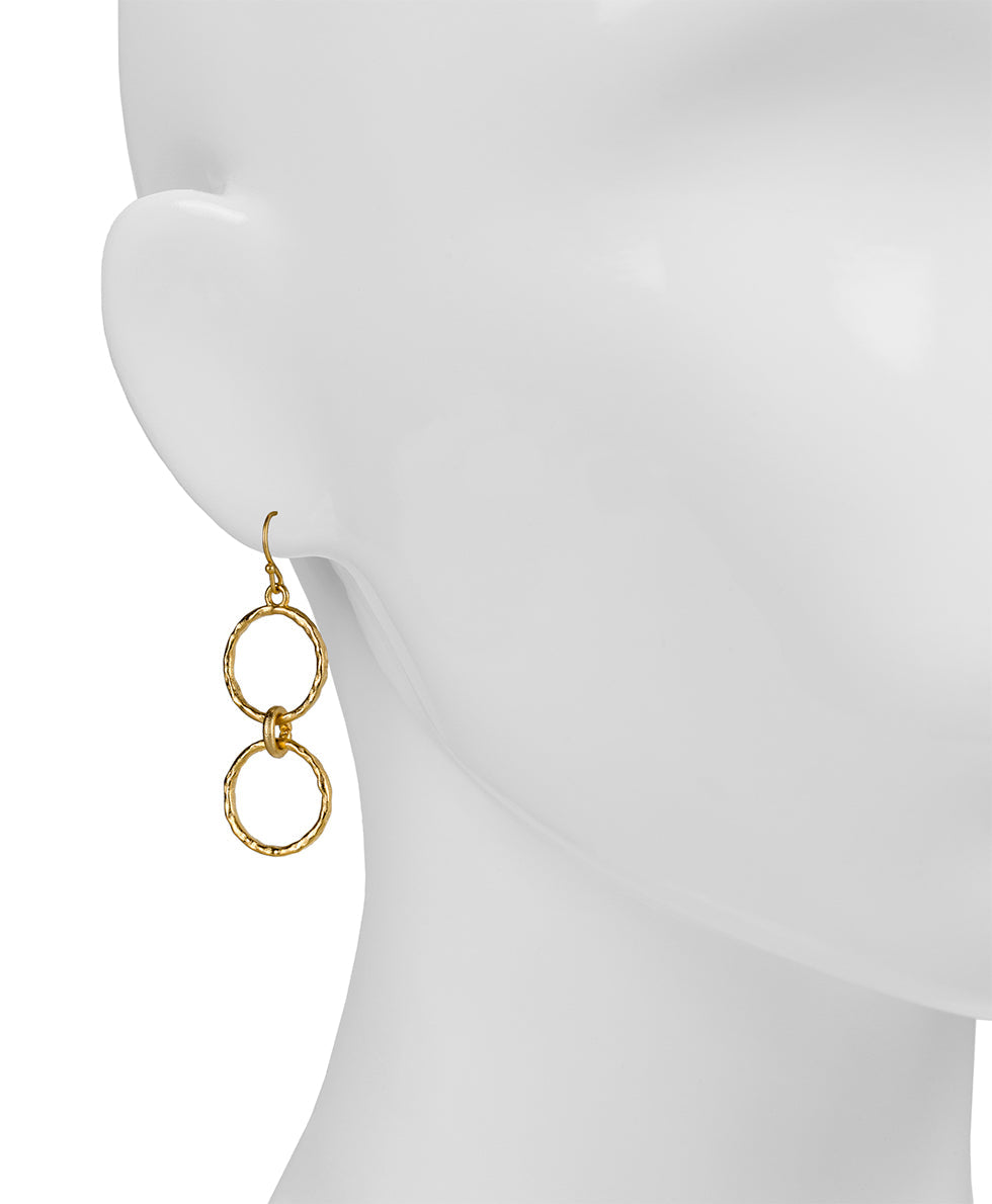 Hammered Metal Earrings - Not So Basics - egyptian gold - by Patricia Nash - View 2 of 4