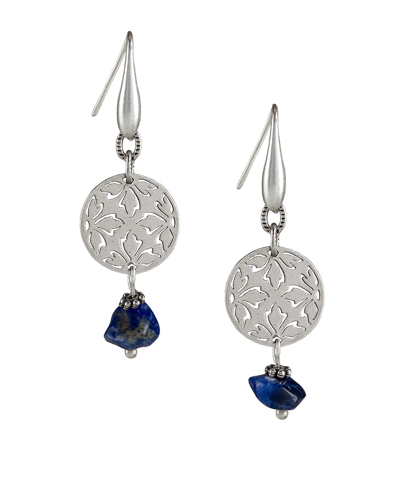 Small Floret Drops with Stone Earrings - Laser Cut Floret