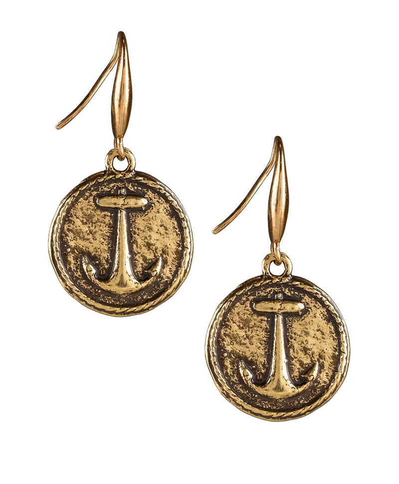 Round Anchor Drop Earrings  - French Riviera Marina