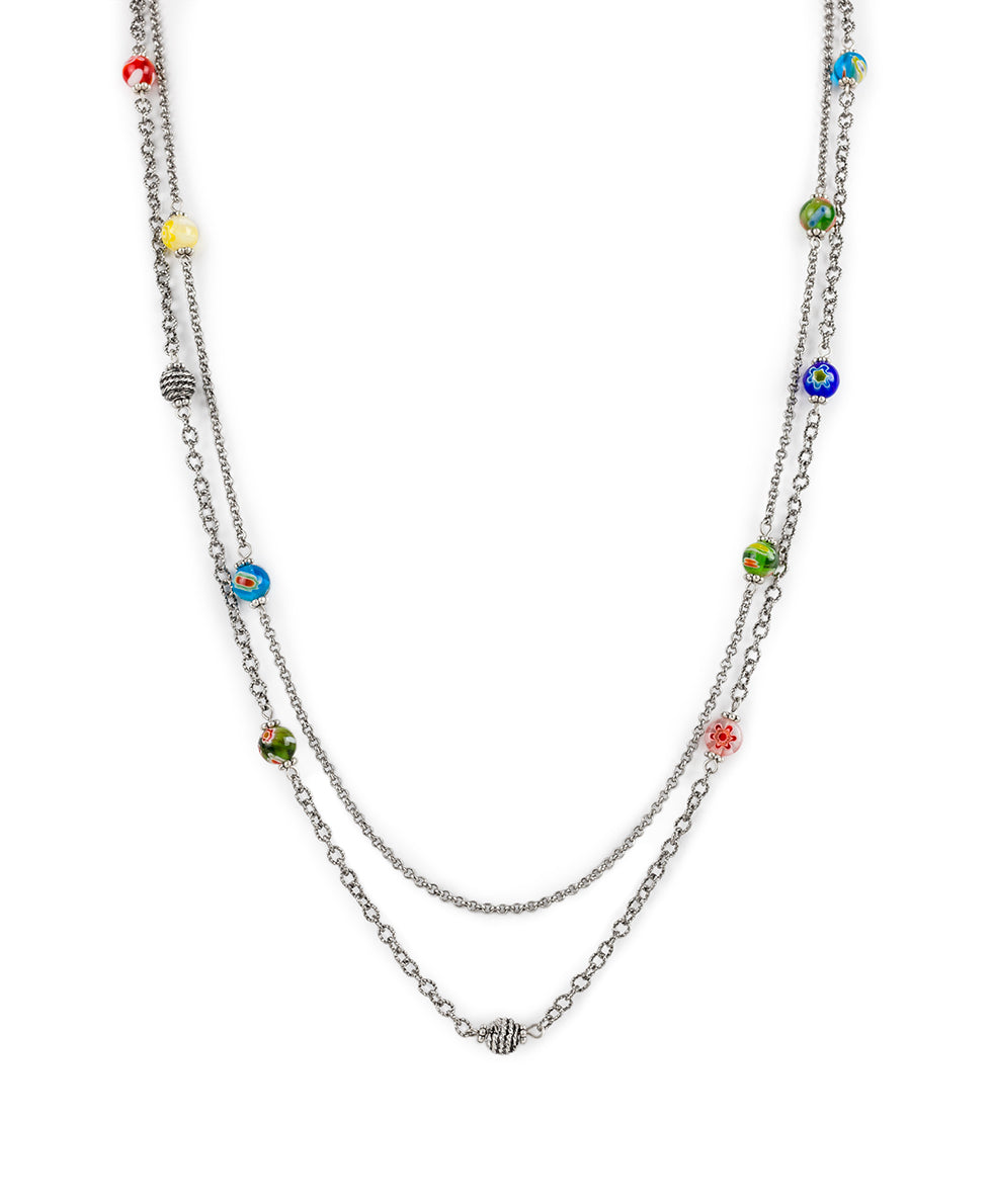 Double Station Necklace - New World Bead - silver ox - by Patricia Nash - View 1 of 4