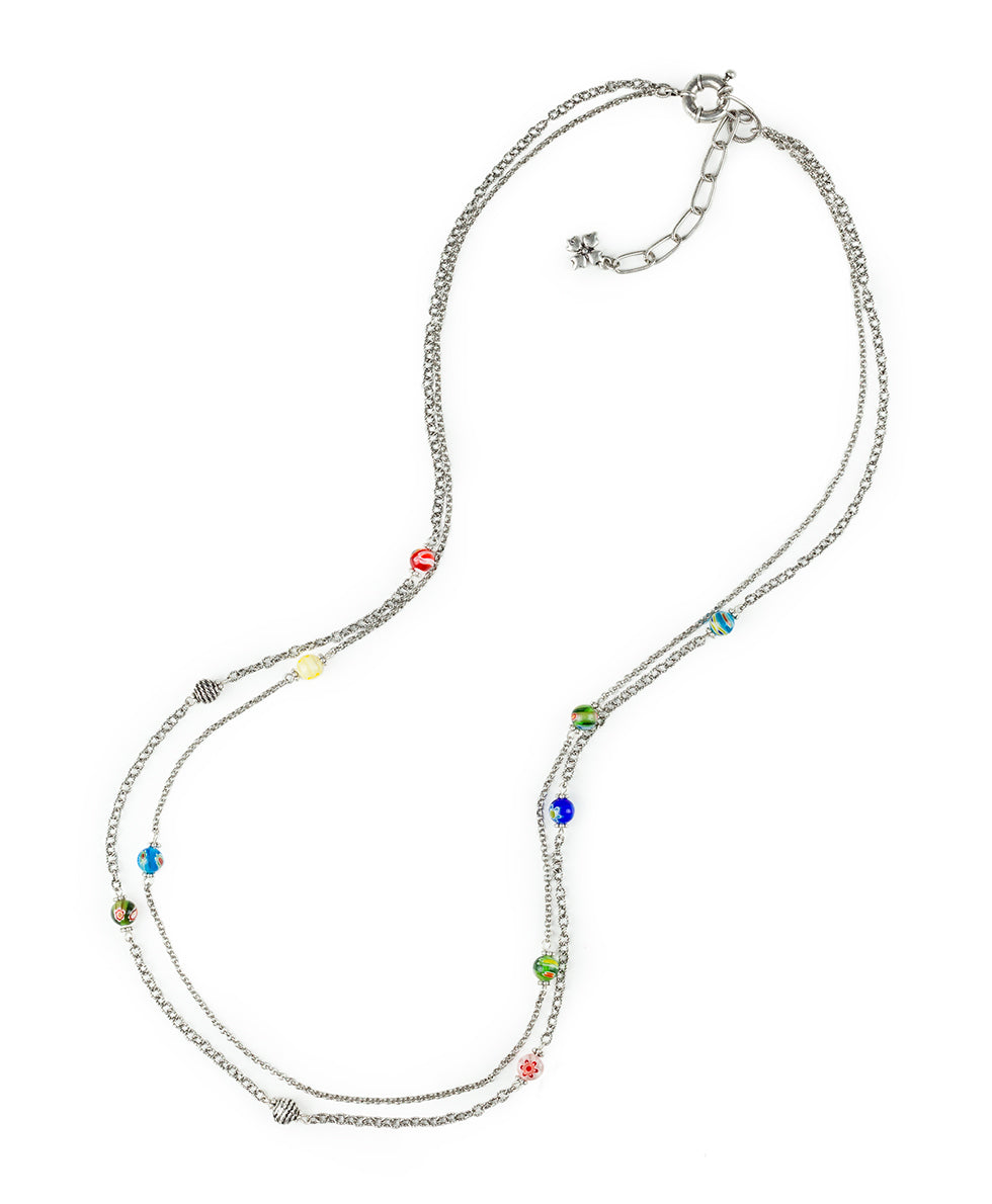 Double Station Necklace - New World Bead - silver ox - by Patricia Nash - View 2 of 4