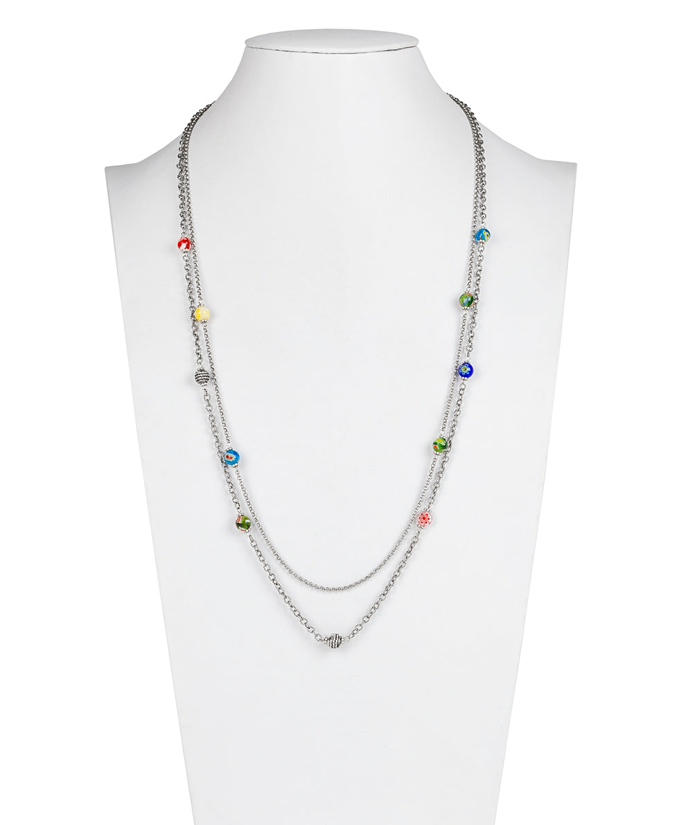 Double Station Necklace - New World Bead - silver ox - by Patricia Nash - View 3 of 4