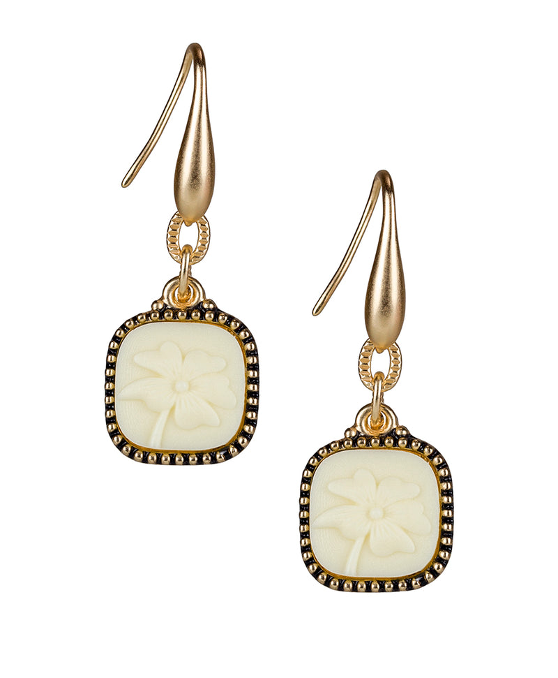 Cameo Clover Drop Earrings - Surf and Skies Cameo