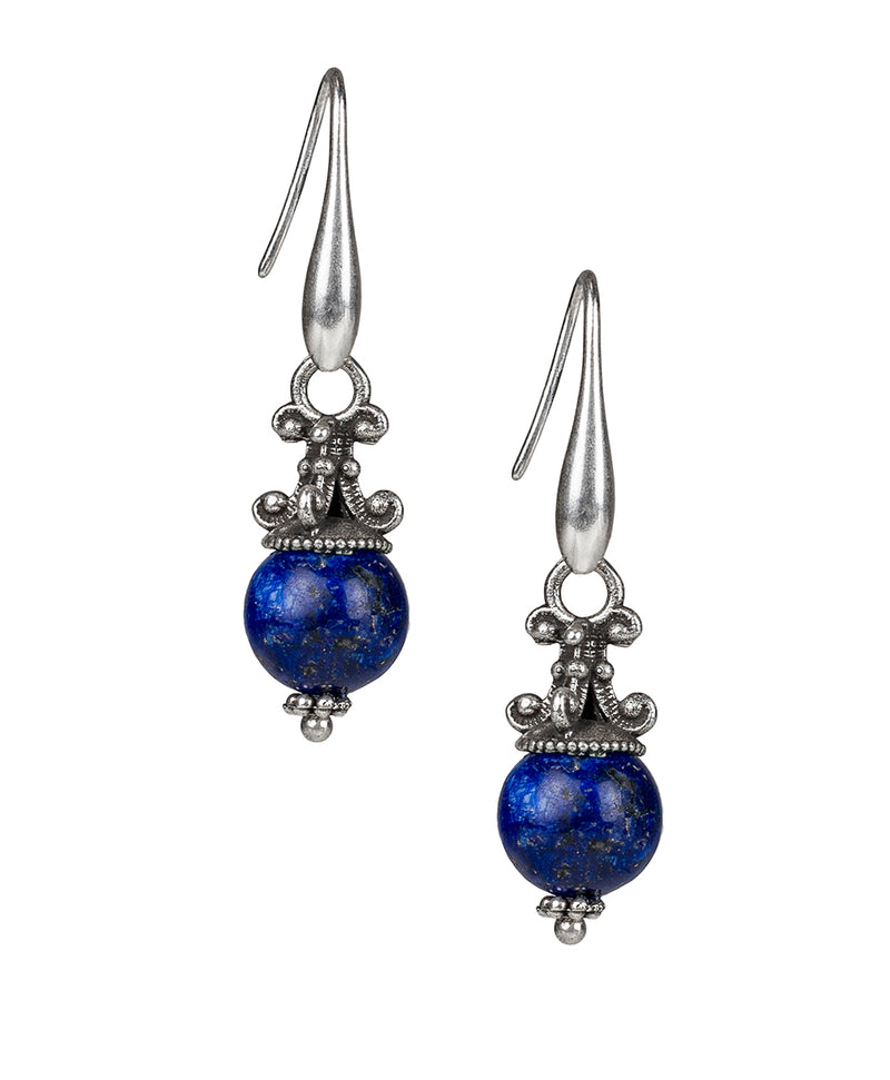 Bead Dangle Earrings (Blue) - Tooled Lily