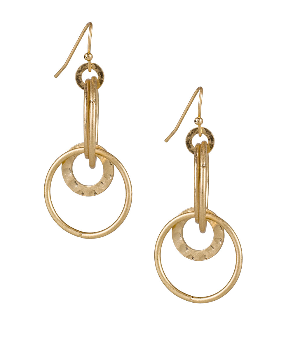 Multi Ring Drop Earrings - Hammered Link – Patricia Nash