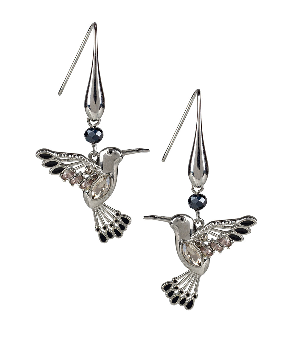 Silver Hummingbird Drop Earrings - Hummingbird Pave – Patricia Nash