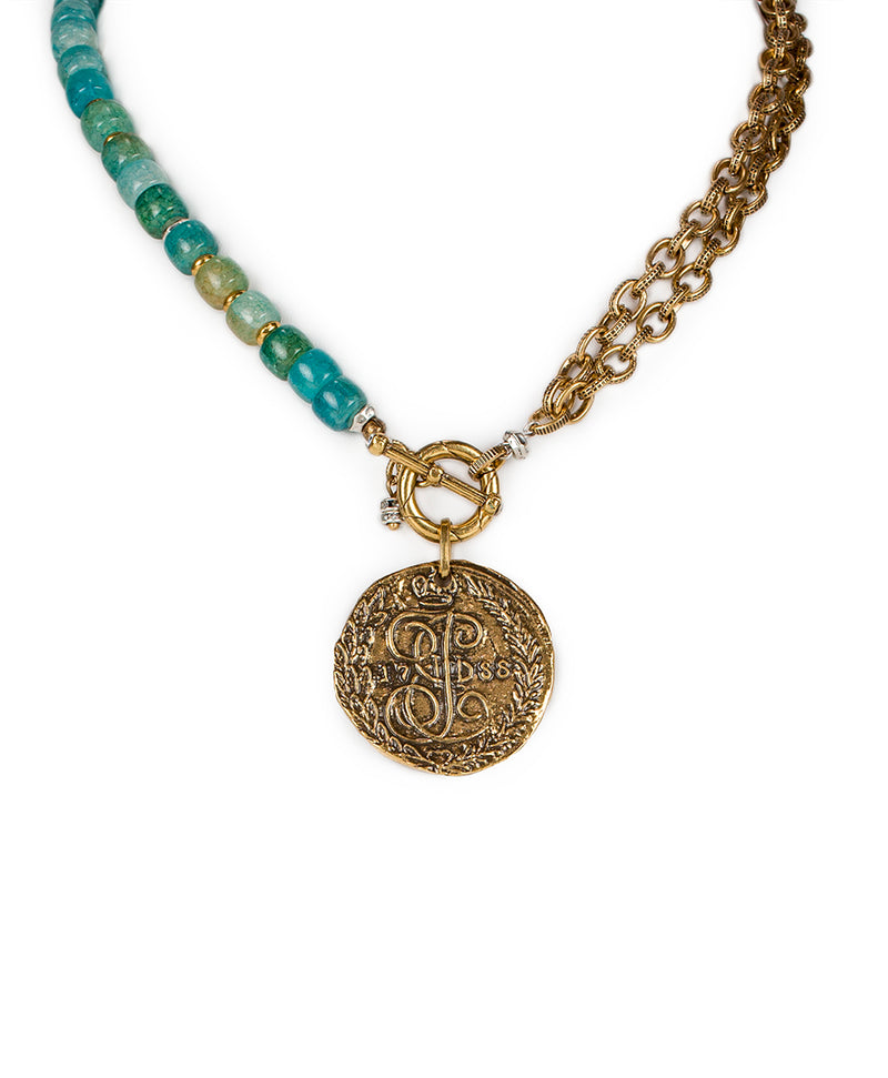Asymmetry Necklace - Beaded Coin