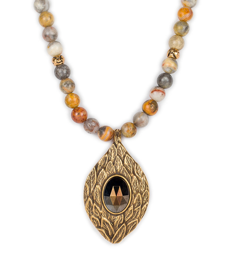 Marquise Pendant Necklace - Falling Leaves