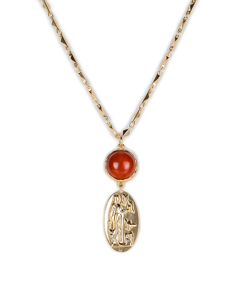Double Drop Oval Coin Necklace - Semi Precious