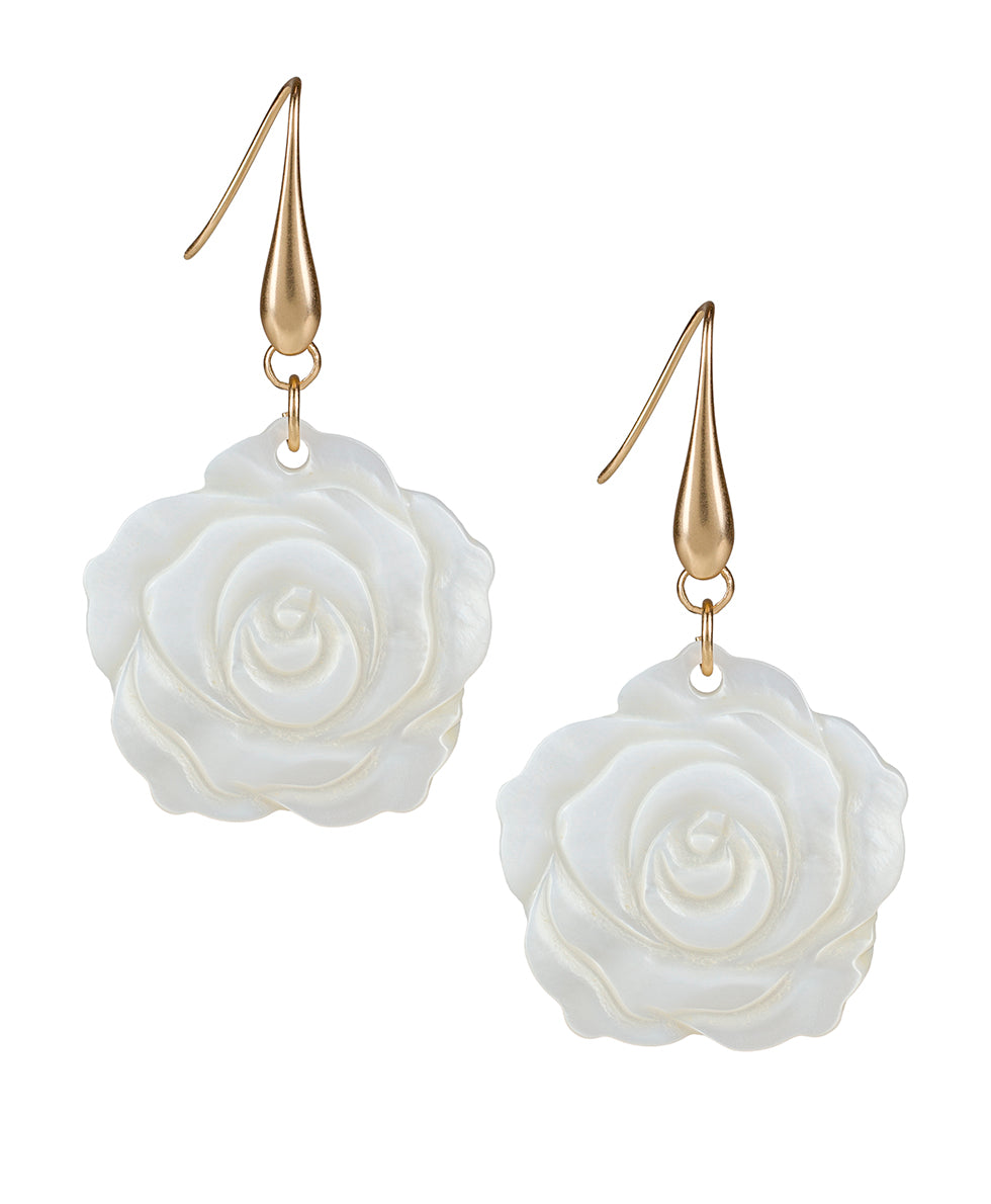 Carved Rose Single Dangle Earrings - Love and Roses – Patricia Nash