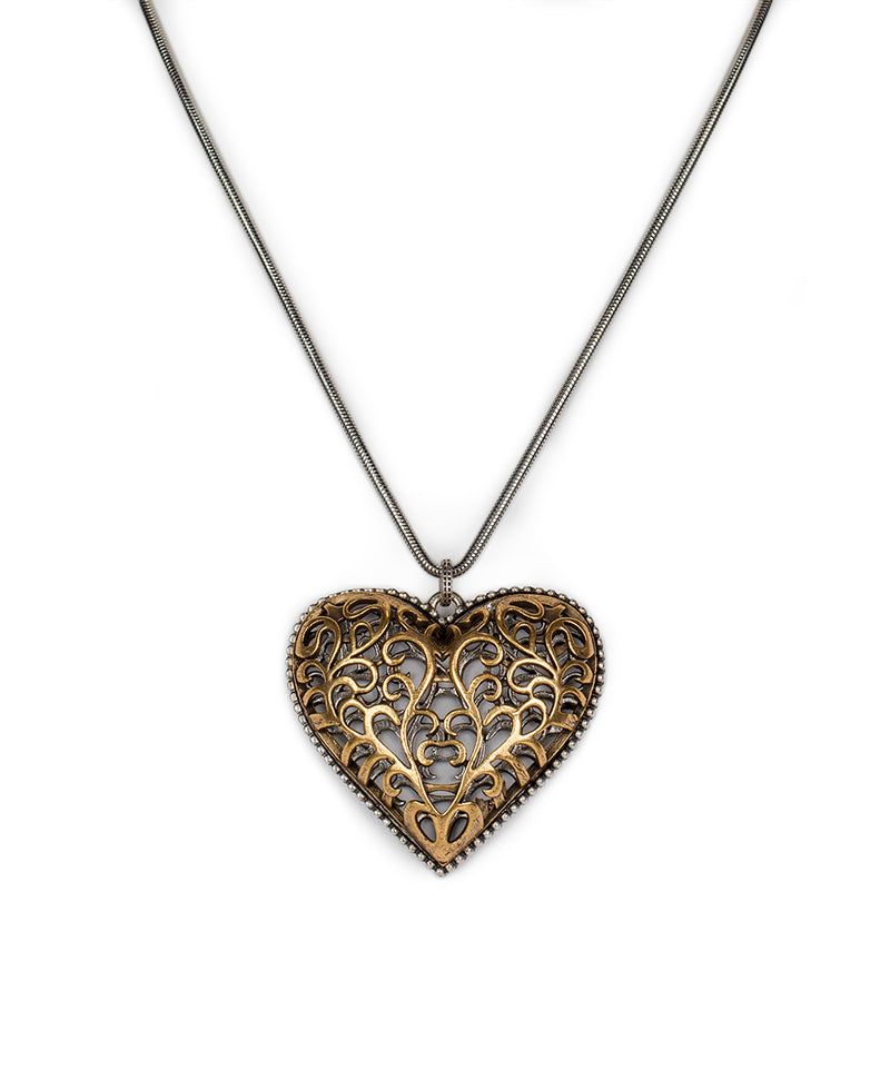 Filigree Heart Pendant Necklace - Love Marks