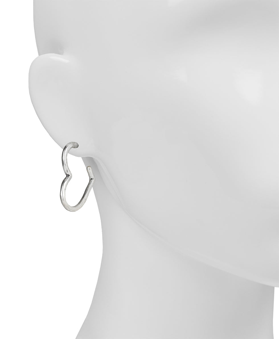 Hammered Heart Hoop Earrings - Not So Basics - silver ox - by Patricia Nash - View 2 of 3