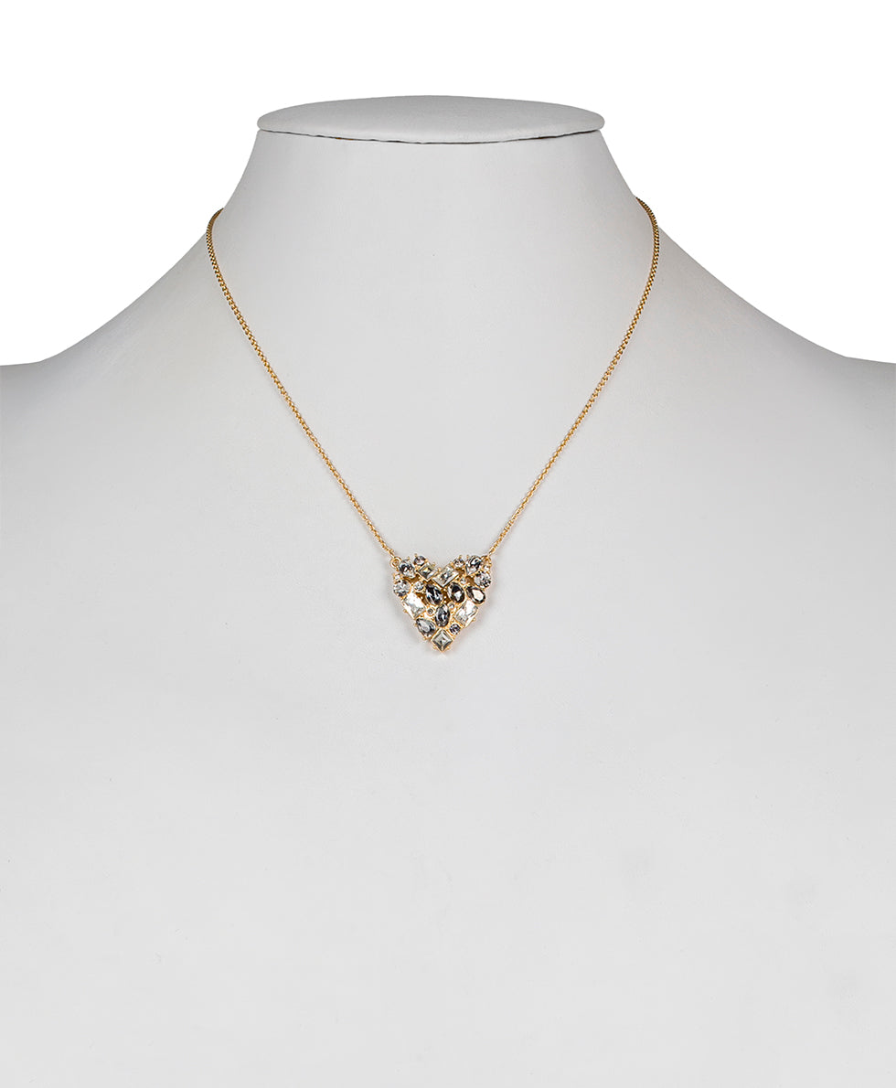 Female - Multi Stone Heart Pendant Necklace - Heart Collection - matte gold - by Patricia Nash - View 3 of 3