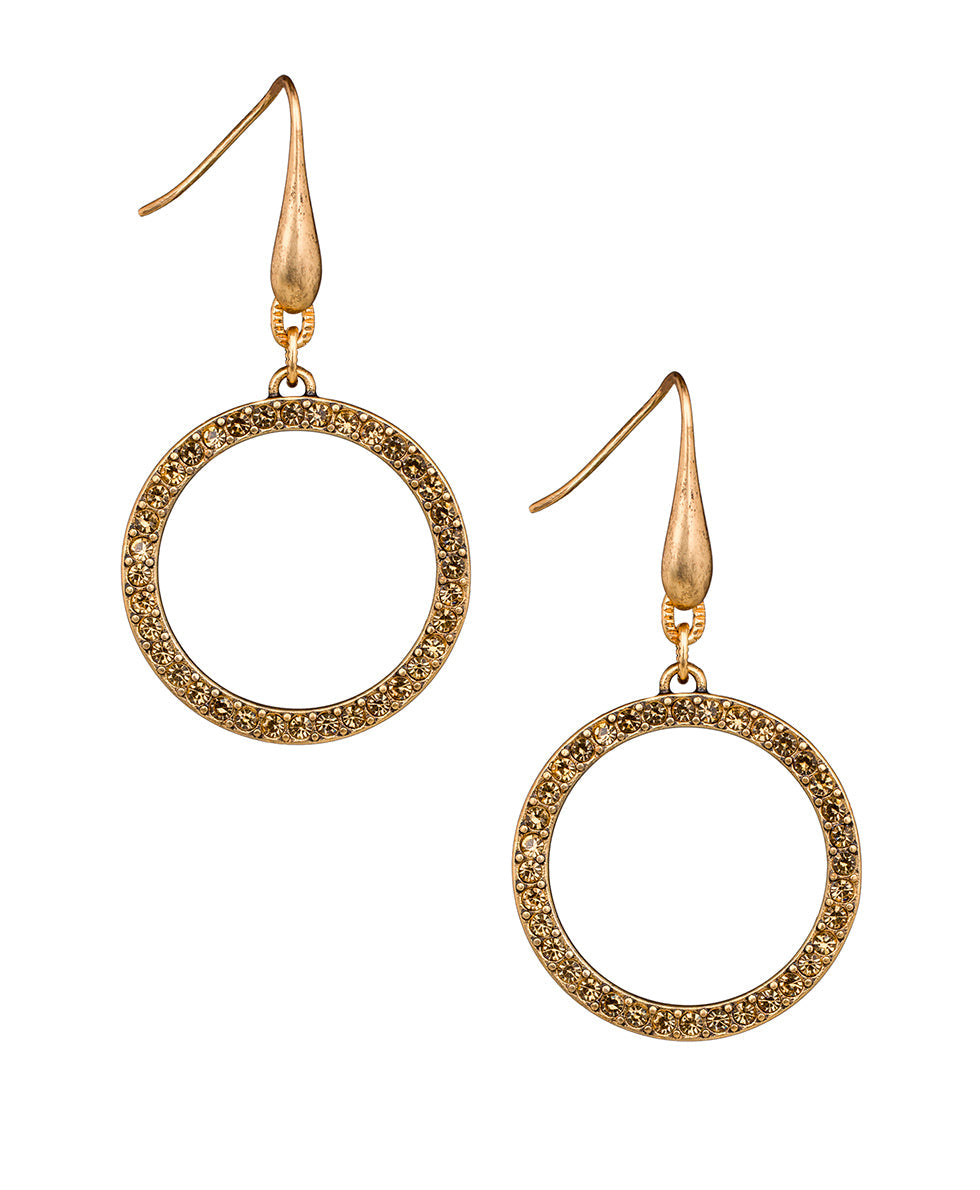 Pave Circle Drop Earrings - Not So Basics - silver ox - by Patricia Nash - View 4 of 9