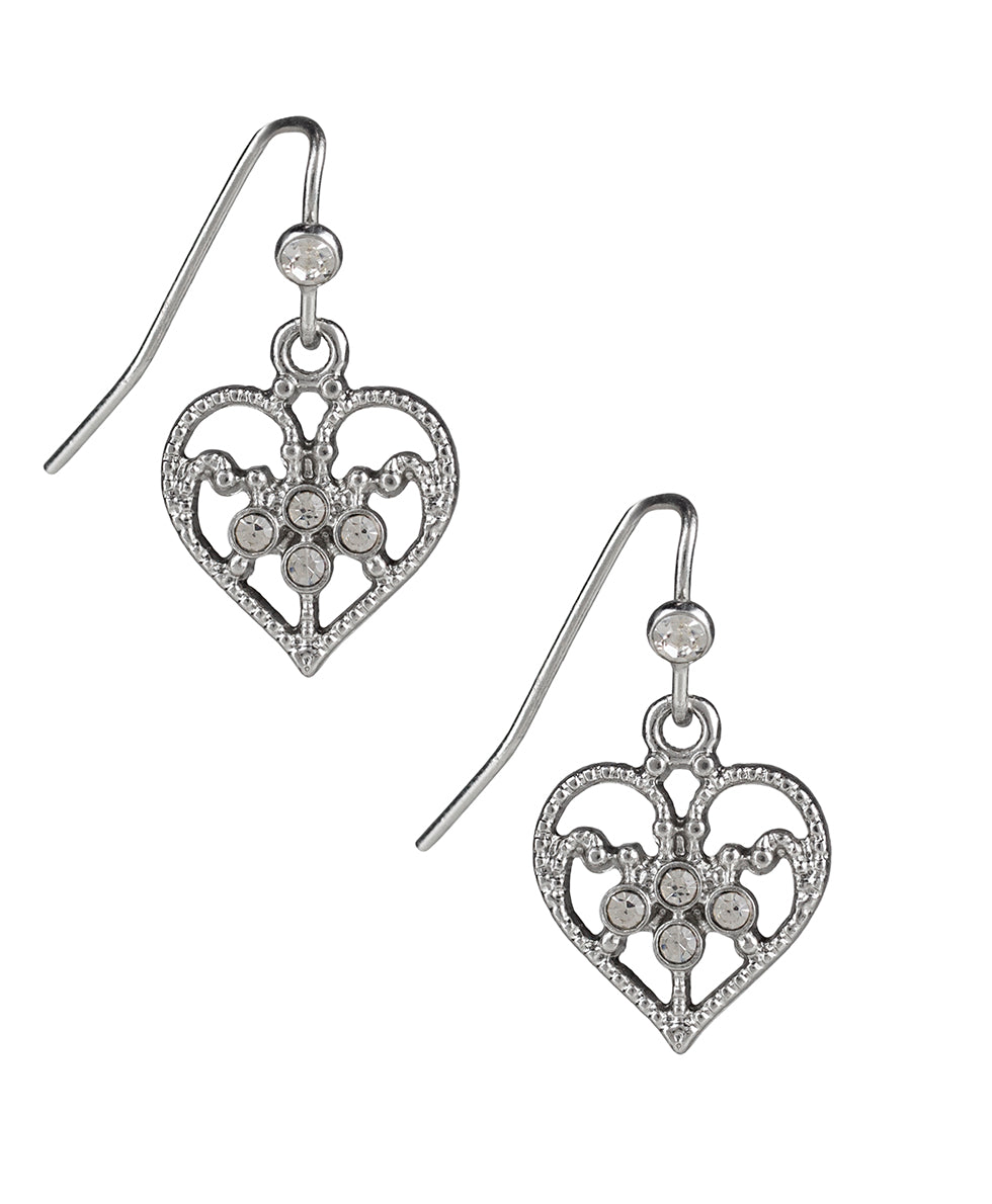 Mini Heart Drop Earrings - Filigree - matte gold - by Patricia Nash - View 4 of 8
