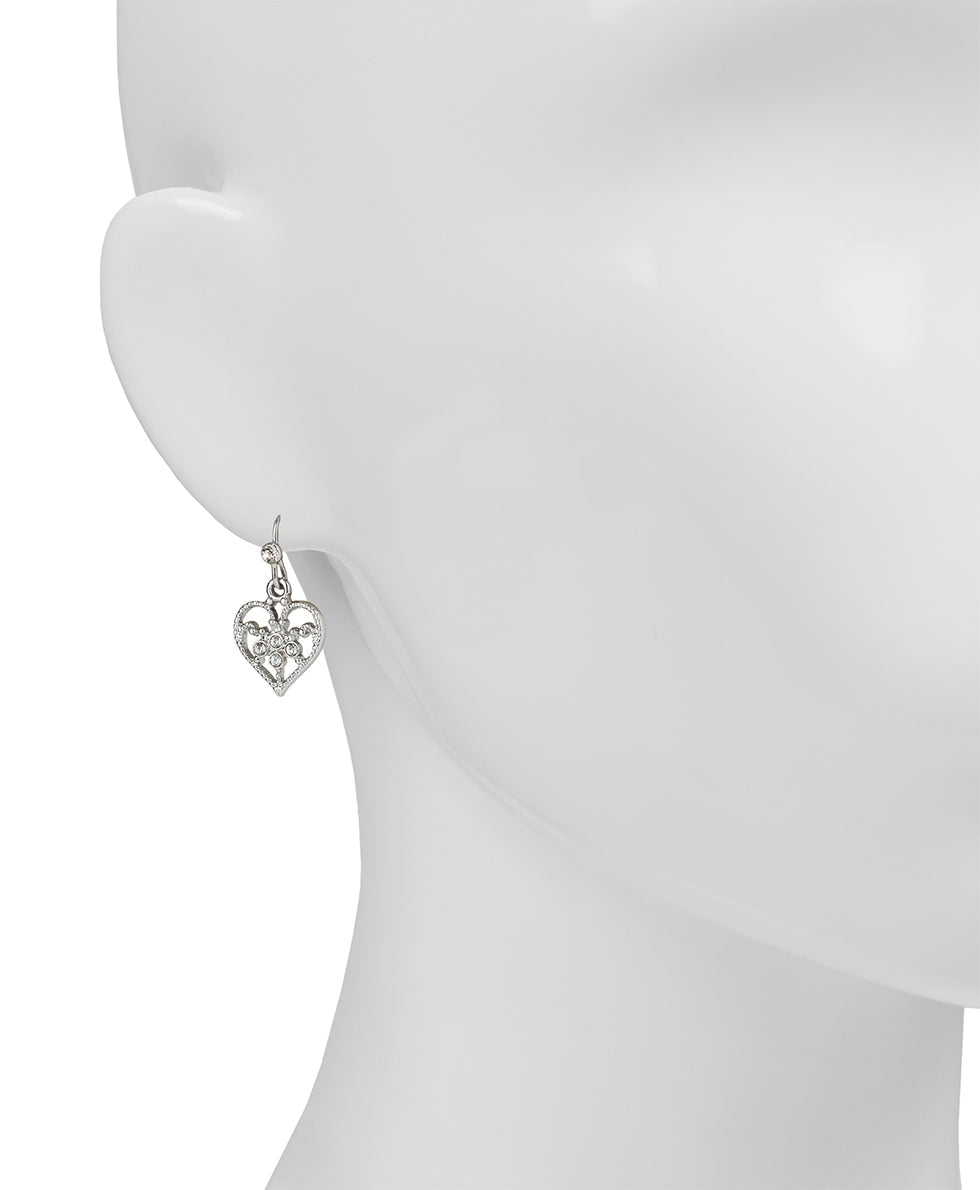Mini Heart Drop Earrings - Filigree - matte gold - by Patricia Nash - View 5 of 8