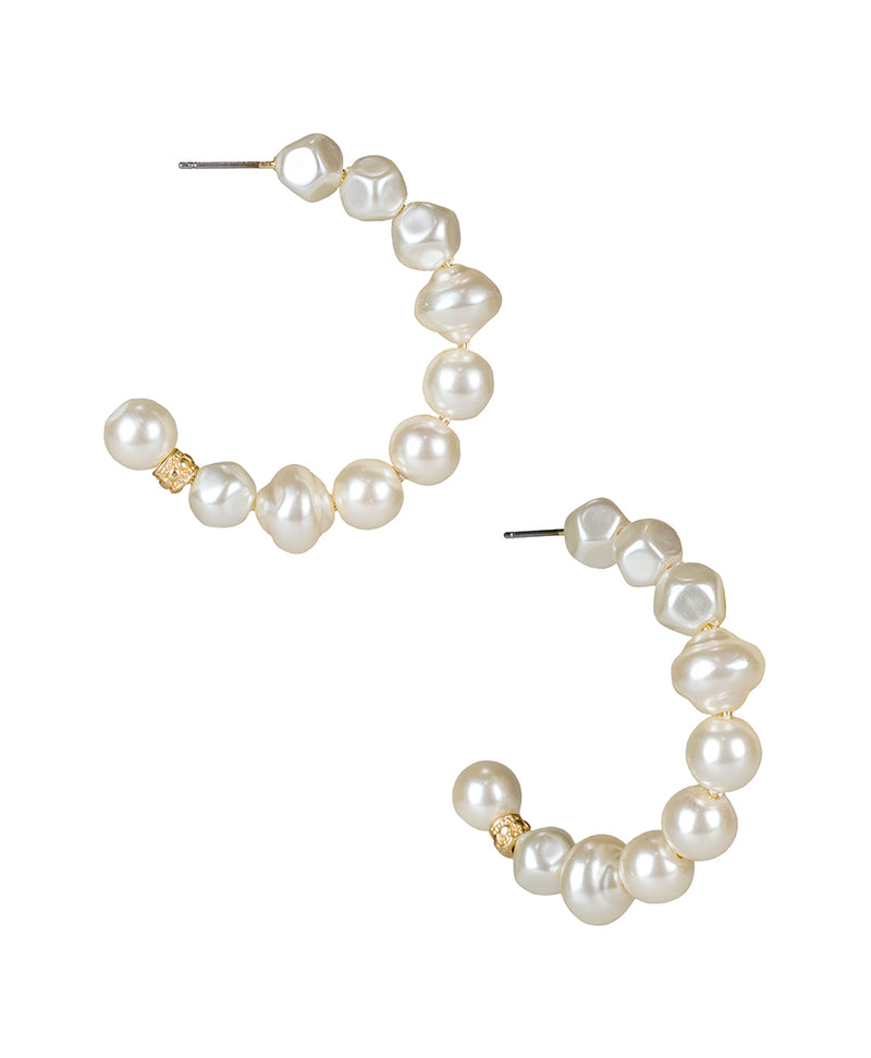 Pearl Hoop Earrings - Pearl