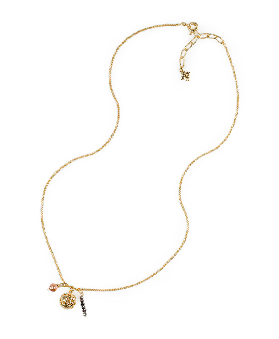 Globe Charms Necklace - Global Collection - egyptian gold - by Patricia Nash - View 2 of 3