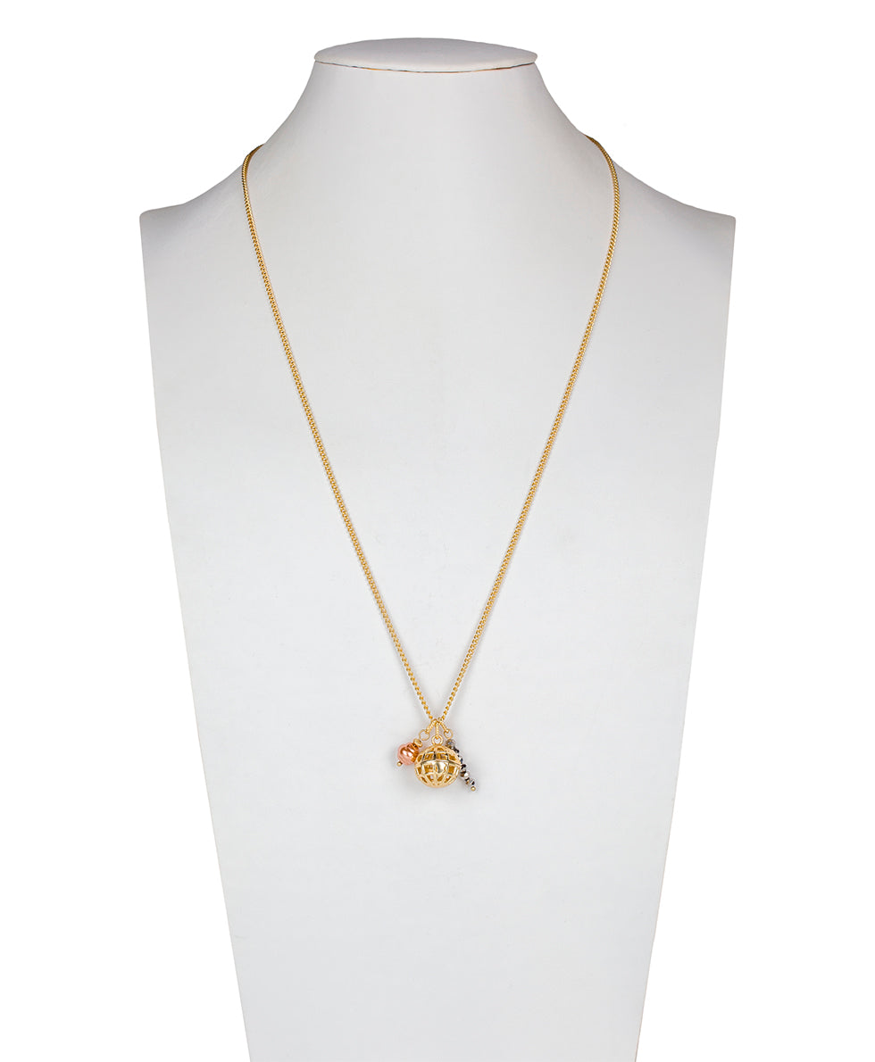 Globe Charms Necklace - Global Collection - egyptian gold - by Patricia Nash - View 3 of 3