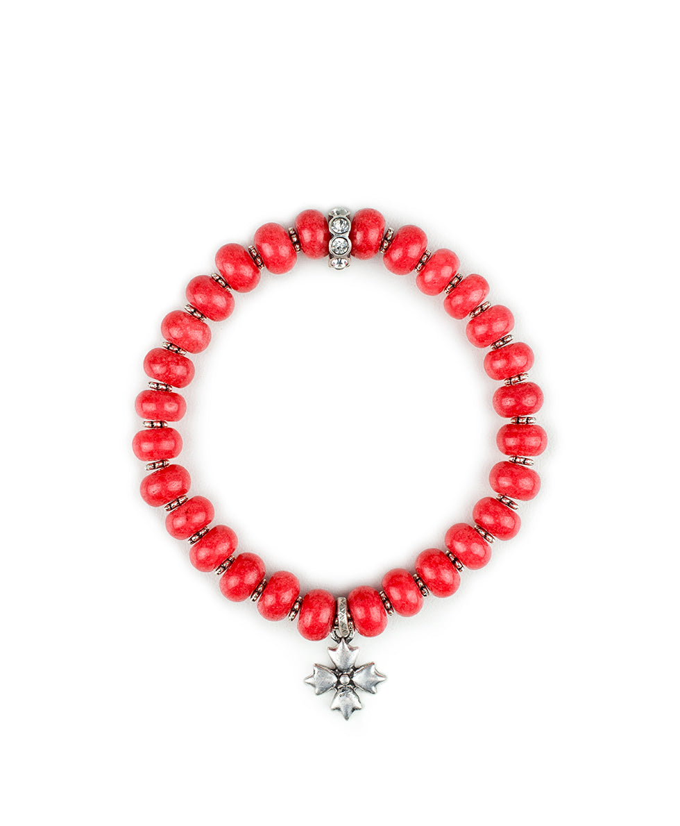 Red Stone Heart Stretch Bracelet  - Sweetheart