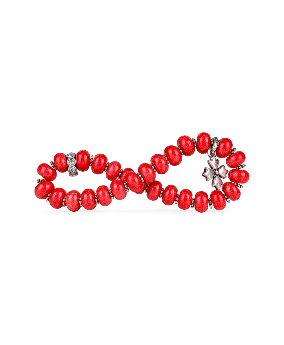 Red Stone Heart Stretch Bracelet  - Sweetheart