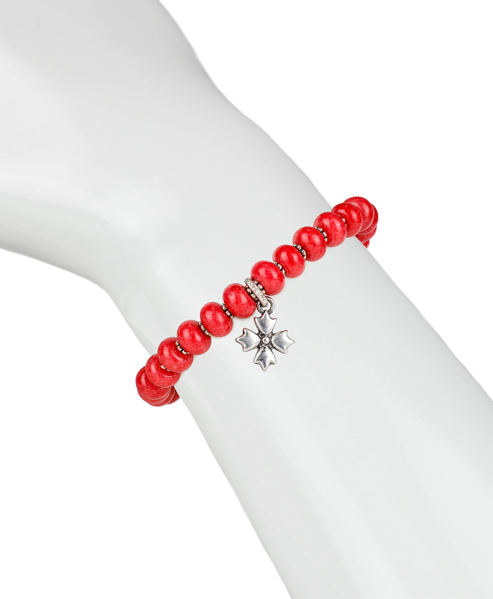 Red Stone Heart Stretch Bracelet  - Sweetheart