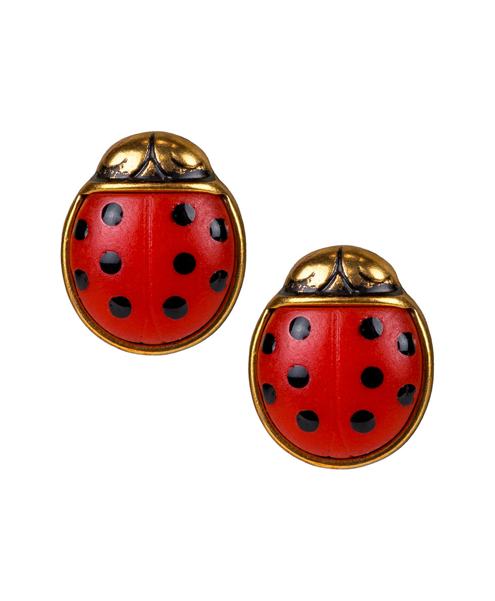 Stud Earrings - Ladybug - gold / egyptian gold - by Patricia Nash - View 3 of 3