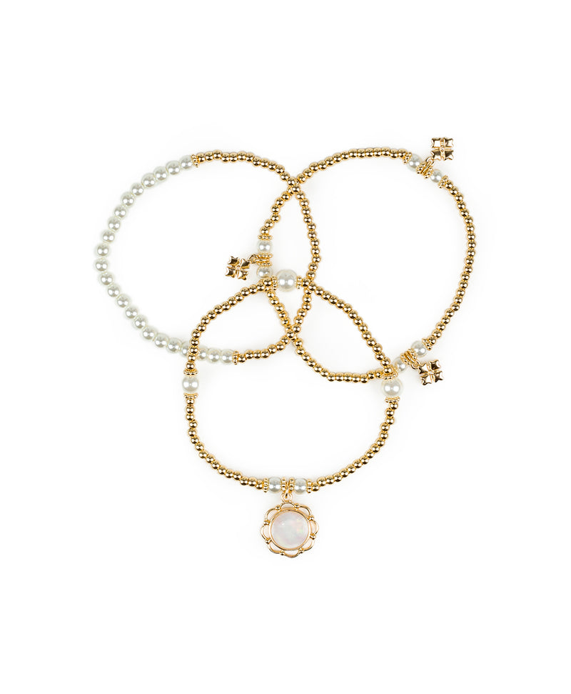 Pearl Stretch Bracelet Set - Mother of Pearl