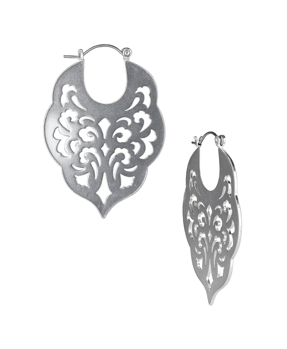 Gypsy Hoop Earrings  - Renaissance Laser Cut - matte gold - by Patricia Nash - View 4 of 8
