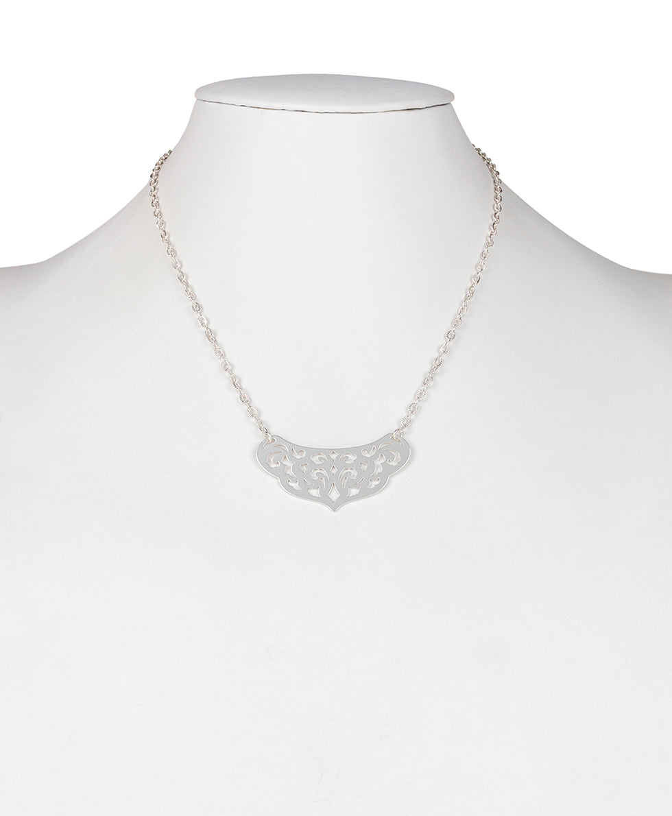 Renaissance Short Pendant -  Renaissance Laser Cut - matte silver - by Patricia Nash - View 3 of 4