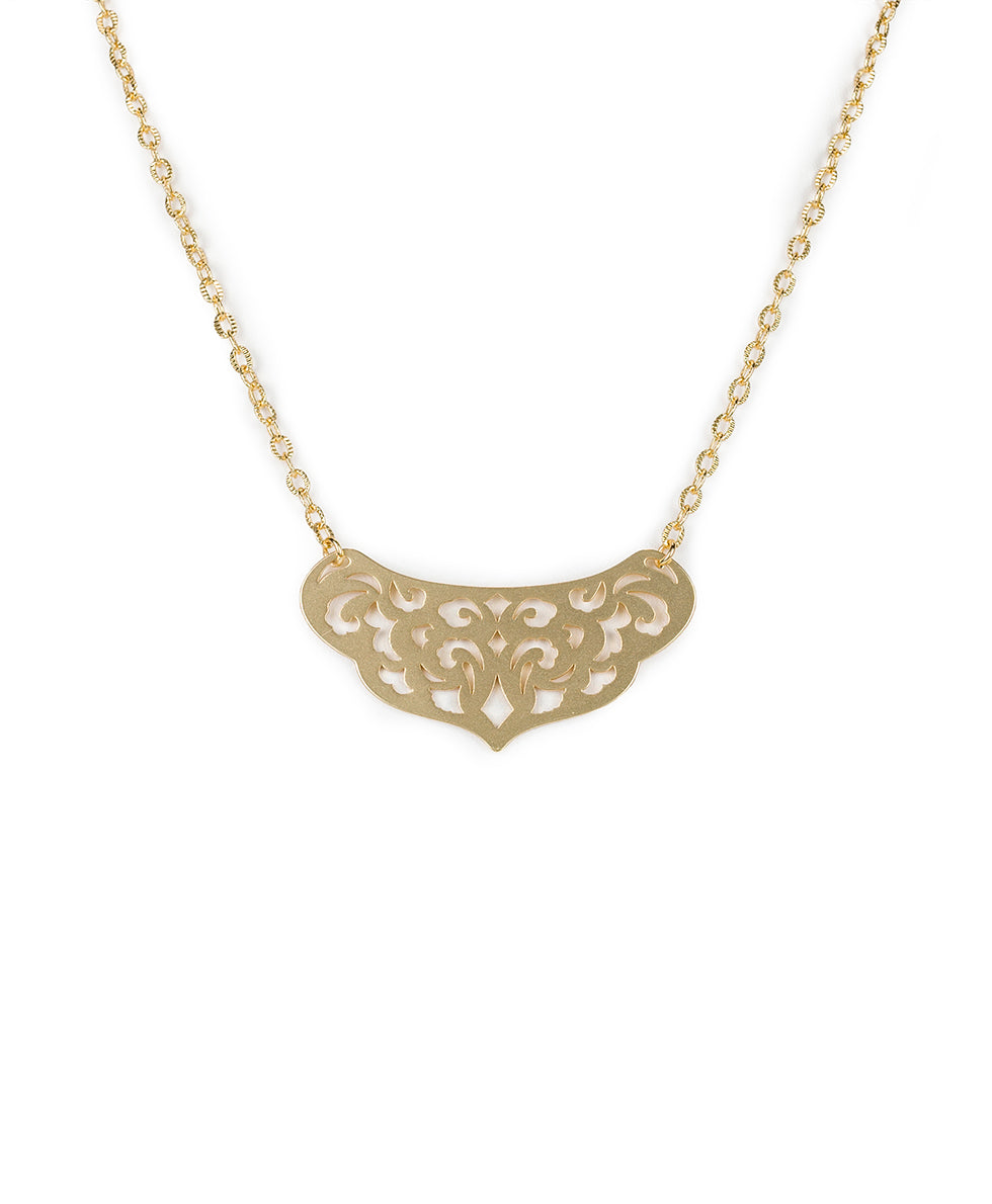 Renaissance Short Pendant -  Renaissance Laser Cut - matte silver - by Patricia Nash - View 1 of 10