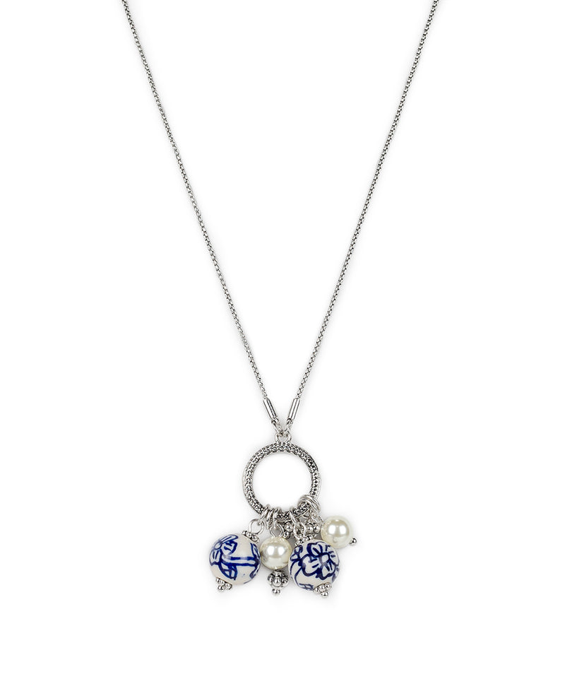 Blue Multi Drop Necklace - Blue Ceramic Bead