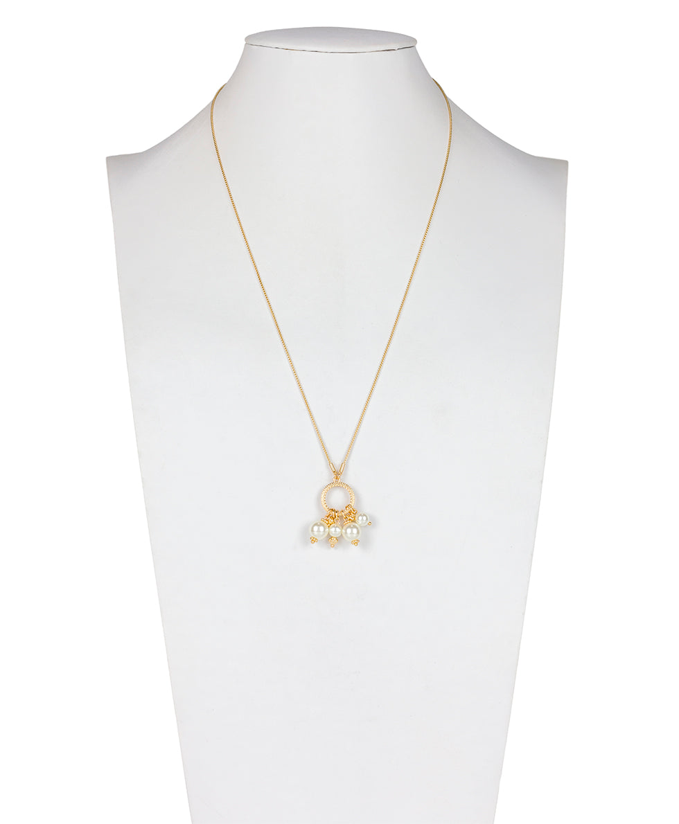 Pearl Multi Drop Necklace - Pearl - matte gold - by Patricia Nash - View 3 of 4