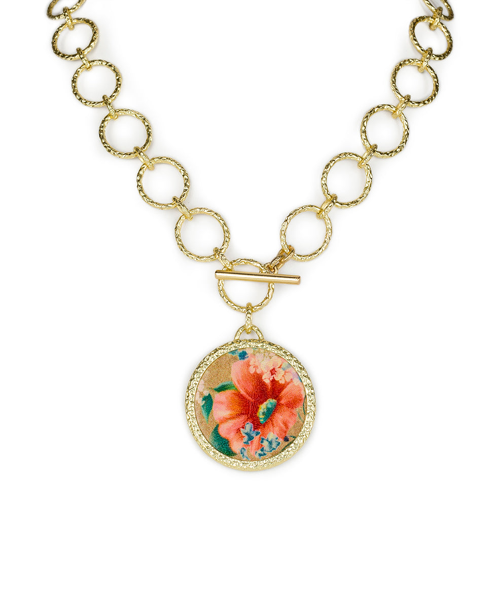 Tessa Toggle Necklace - Apricot Blossoms - apricot blossoms / egyptian gold - by Patricia Nash - View 1 of 6