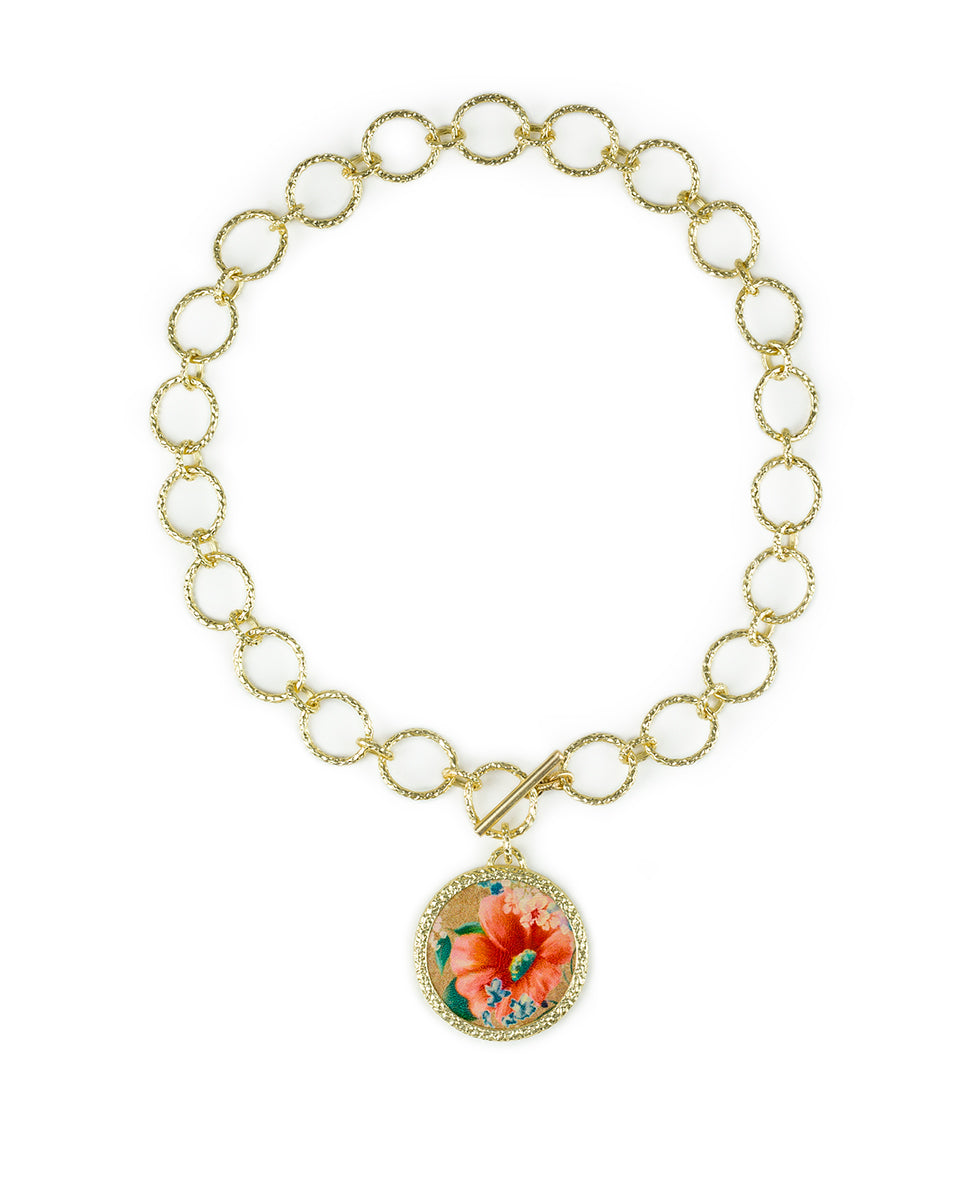 Tessa Toggle Necklace - Apricot Blossoms - apricot blossoms / egyptian gold - by Patricia Nash - View 2 of 6