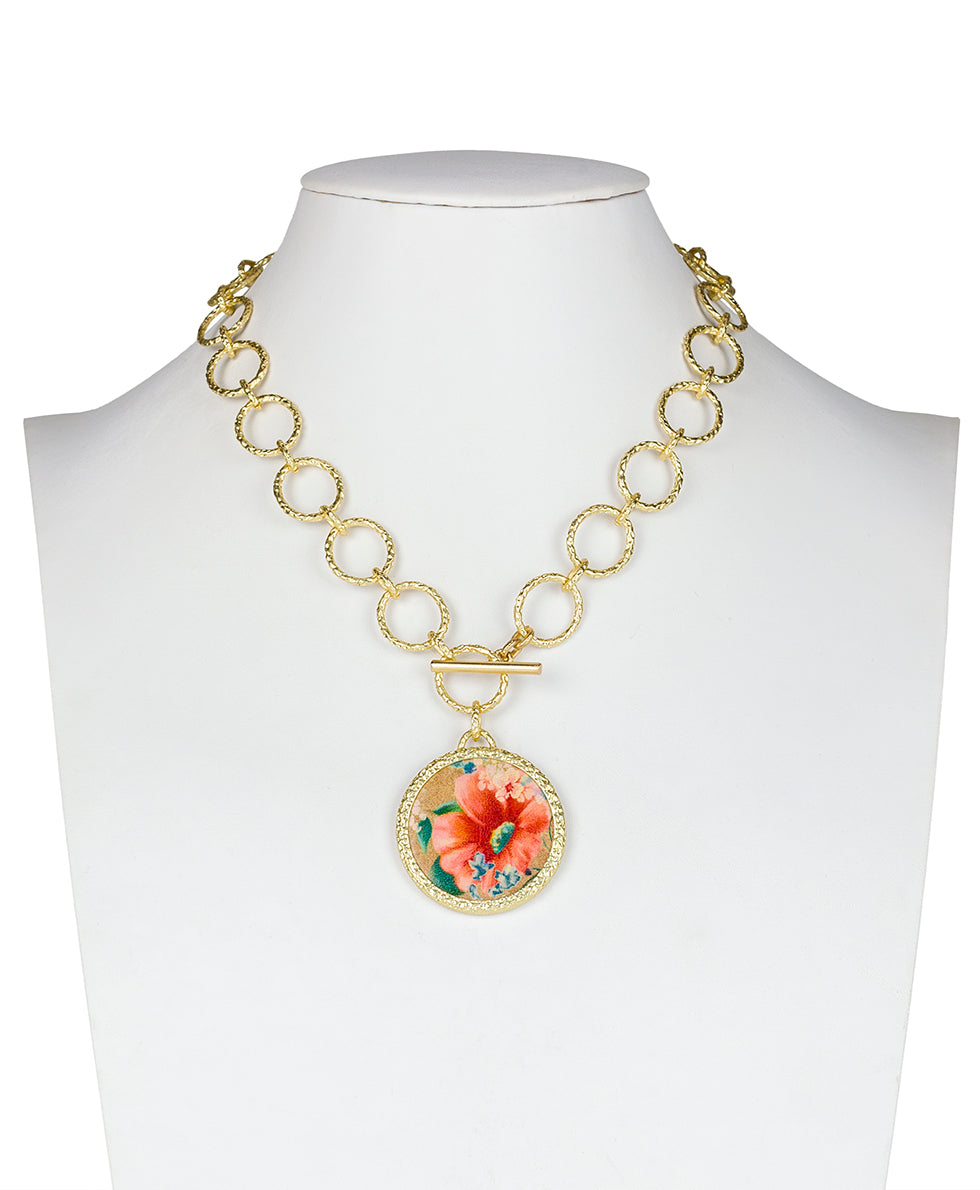 Tessa Toggle Necklace - Apricot Blossoms - apricot blossoms / egyptian gold - by Patricia Nash - View 4 of 6