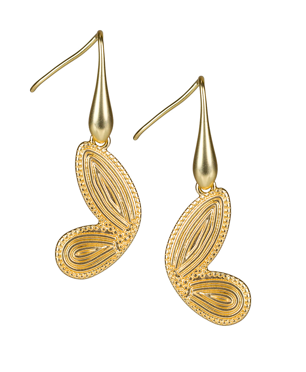 Butterfly Wing Drop Earrings - Not So Basics - egyptian gold - by Patricia Nash - View 1 of 3